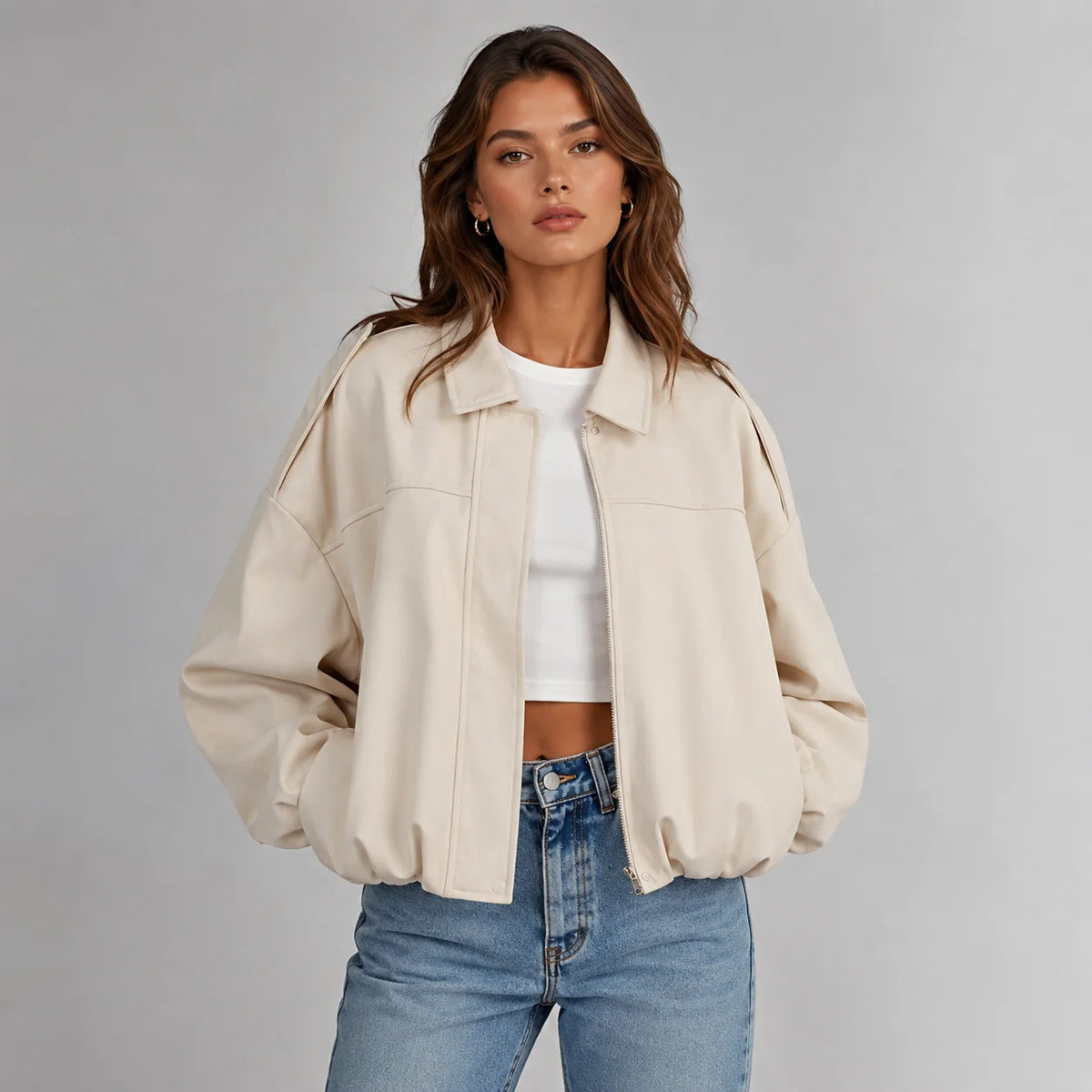 Mira Women's Jacket | Faux Suede, Structured Collar 8
