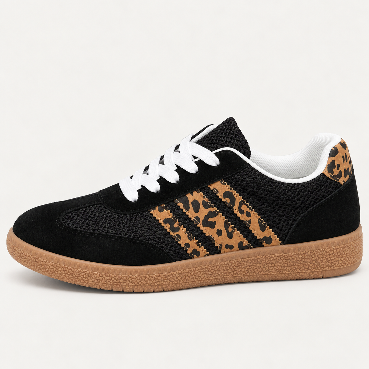 Harriet Women's Trainers | Leopard Stripe Suede-Look, Retro Style