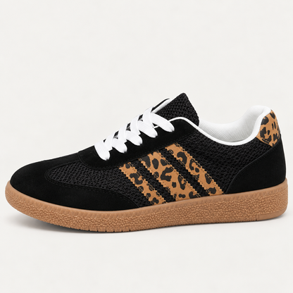 Harriet Women's Trainers | Leopard Stripe Suede-Look, Retro Style