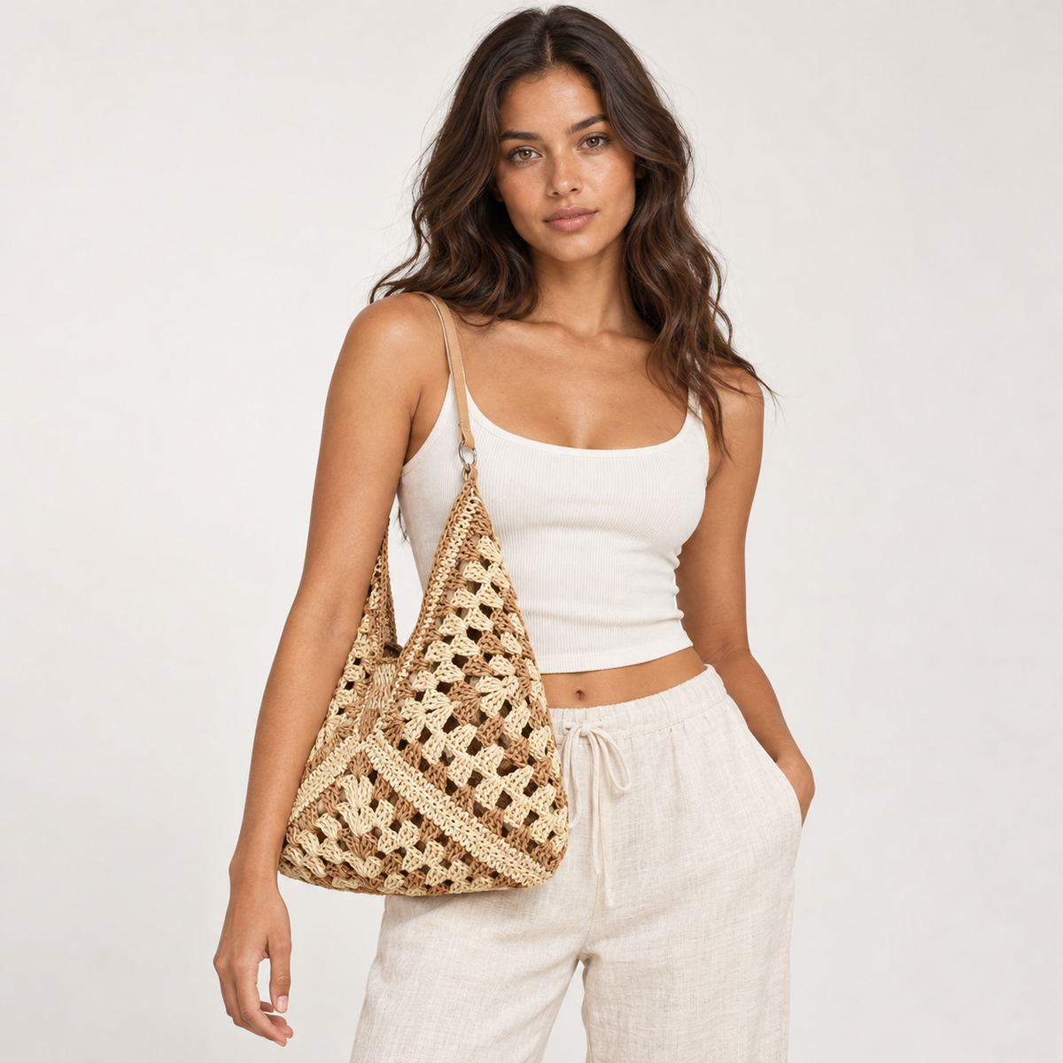 Celine Women's Straw Tote Bag | Woven Design, Leather Straps