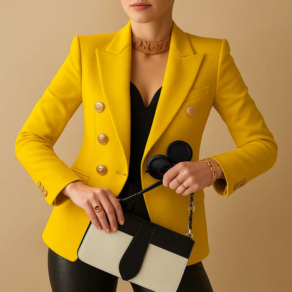 Brielle Women's Black Blazer | Long Elegant Silhouette, Versatile Outerwear 4