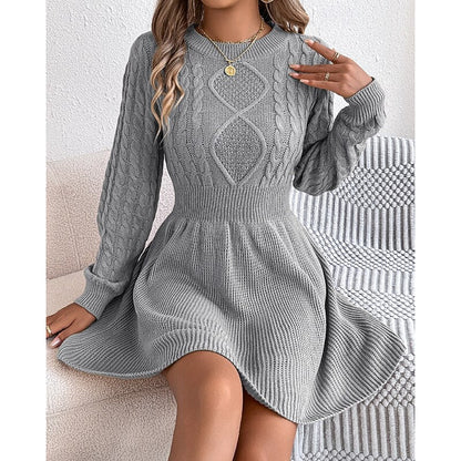 Celia Knit Dress | Cable Knit, Fitted Waist, Flared Skirt 0