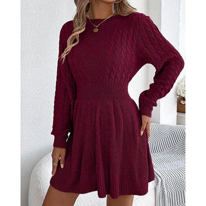 Celia Knit Dress | Cable Knit, Fitted Waist, Flared Skirt 3