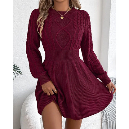 Celia Knit Dress | Cable Knit, Fitted Waist, Flared Skirt 5