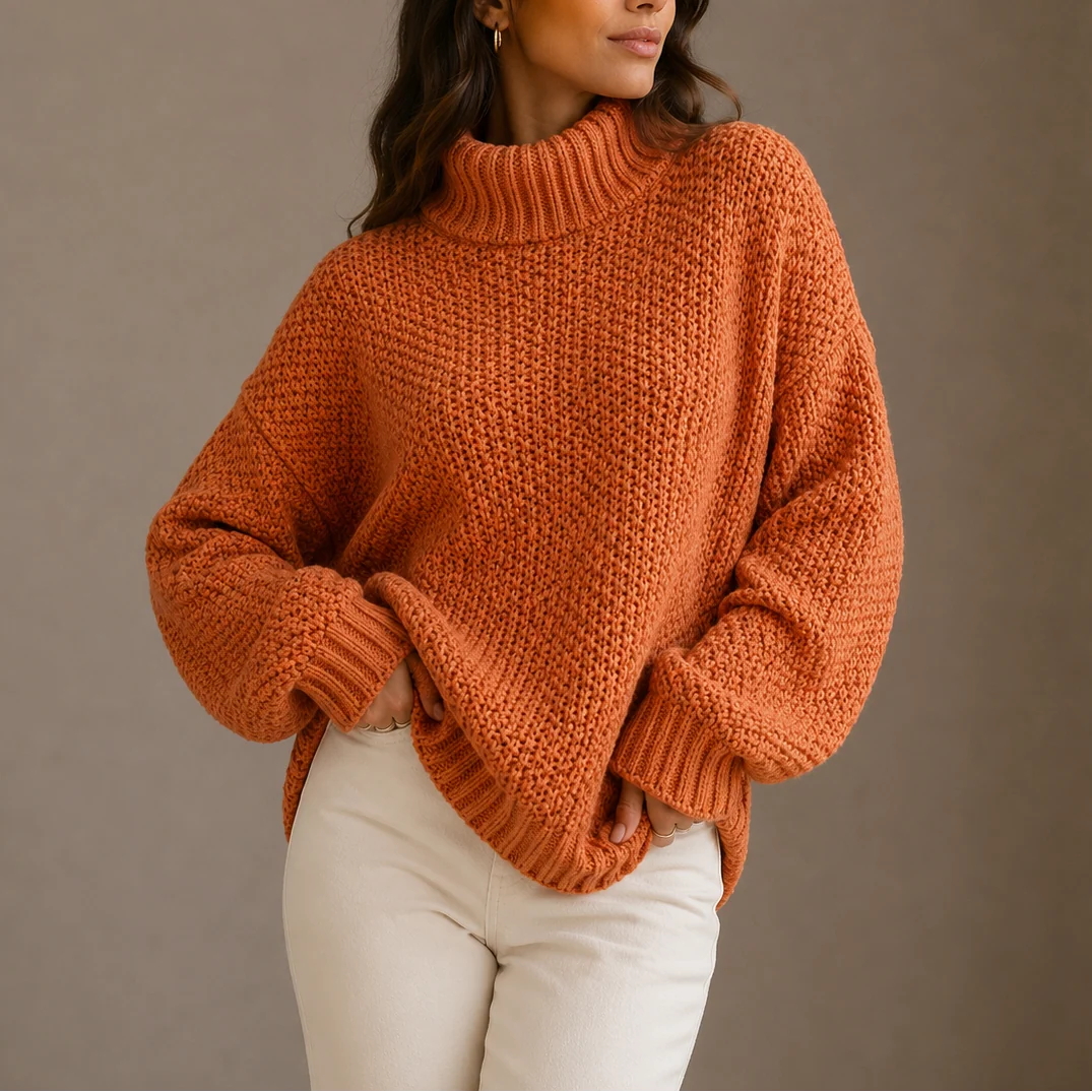 Celia Women's Chunky Turtleneck Sweater | Oversized Knit, Cozy Warmth 0