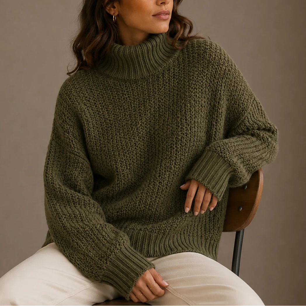 Celia Women's Chunky Turtleneck Sweater | Oversized Knit, Cozy Warmth 1