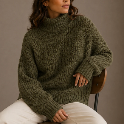 Celia Women's Chunky Turtleneck Sweater | Oversized Knit, Cozy Warmth 1