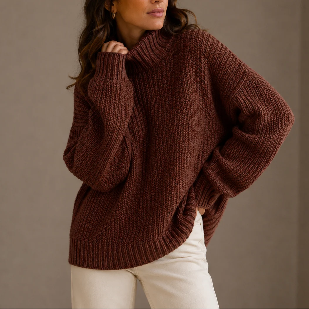 Celia Women's Chunky Turtleneck Sweater | Oversized Knit, Cozy Warmth 3