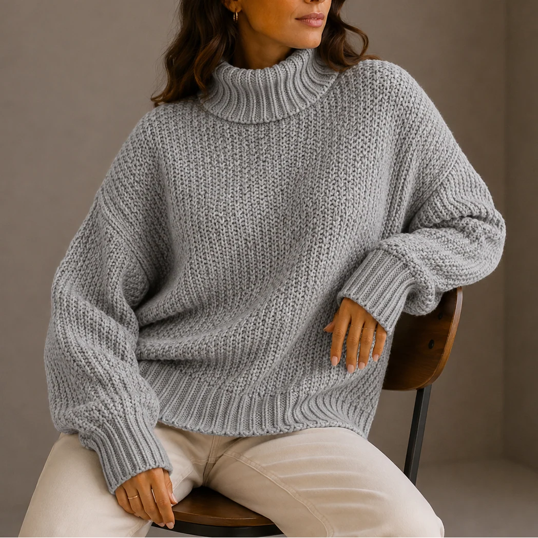 Celia Women's Chunky Turtleneck Sweater | Oversized Knit, Cozy Warmth 4