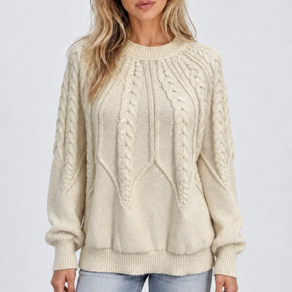 Celia Women's Sweater | Cable Knit, Balloon Sleeves 0