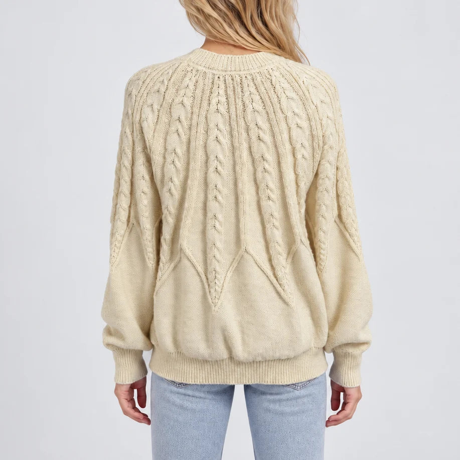 Celia Women's Sweater | Cable Knit, Balloon Sleeves 2