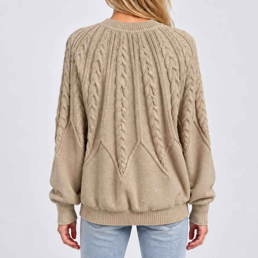 Celia Women's Sweater | Cable Knit, Balloon Sleeves 5