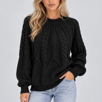 Celia Women's Sweater | Cable Knit, Balloon Sleeves 6