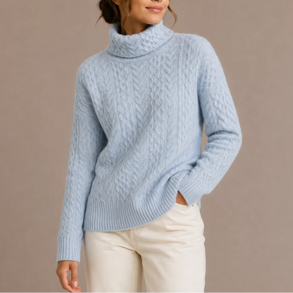Celia Women's Sweater | Cozy Cable Knit Turtleneck Jumper 0