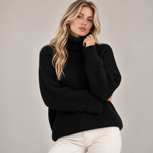 Willa Women's Oversized Sweater | Chunky Waffle Knit, Relaxed Fit