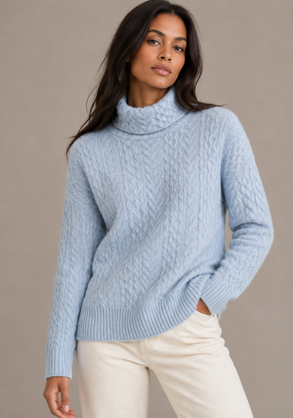 Celia Women's Sweater | Cozy Cable Knit Turtleneck Jumper
