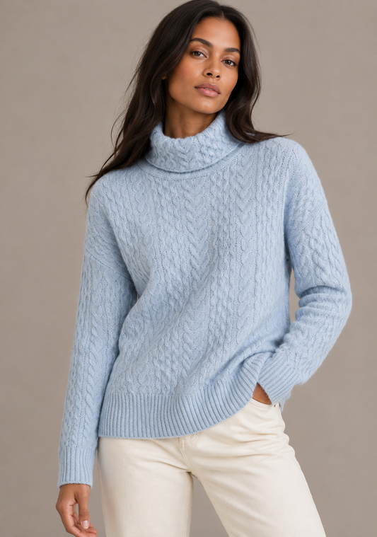 Celia Women's Sweater | Cozy Cable Knit Turtleneck Jumper