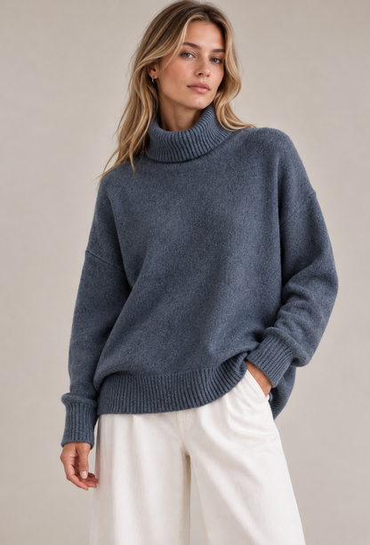 Willa Women's Oversized Turtleneck Sweater | Relaxed Knit, Cozy Fit