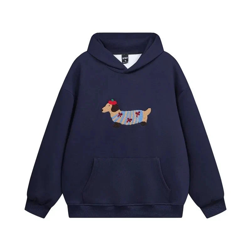 Dalia Women's Hoodie | Oversized Cotton Blend with Embroidered Dachshund Design 1