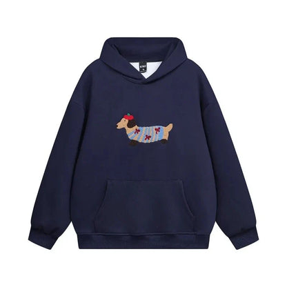 Dalia Women's Hoodie | Oversized Cotton Blend with Embroidered Dachshund Design 1