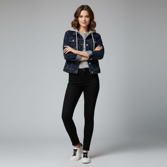 Denim Jacket with Removable Hood | Women's Jacket