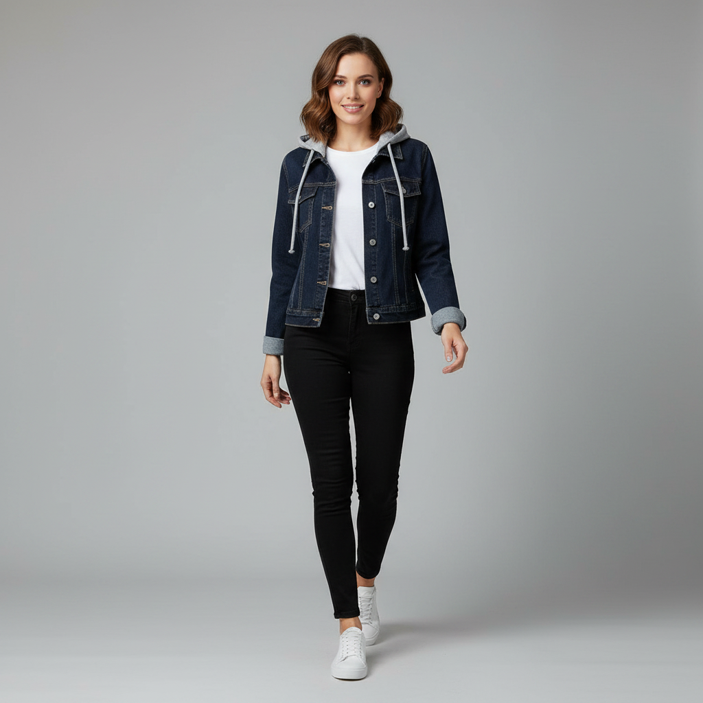 Denim Jacket with Removable Hood | Women's Jacket