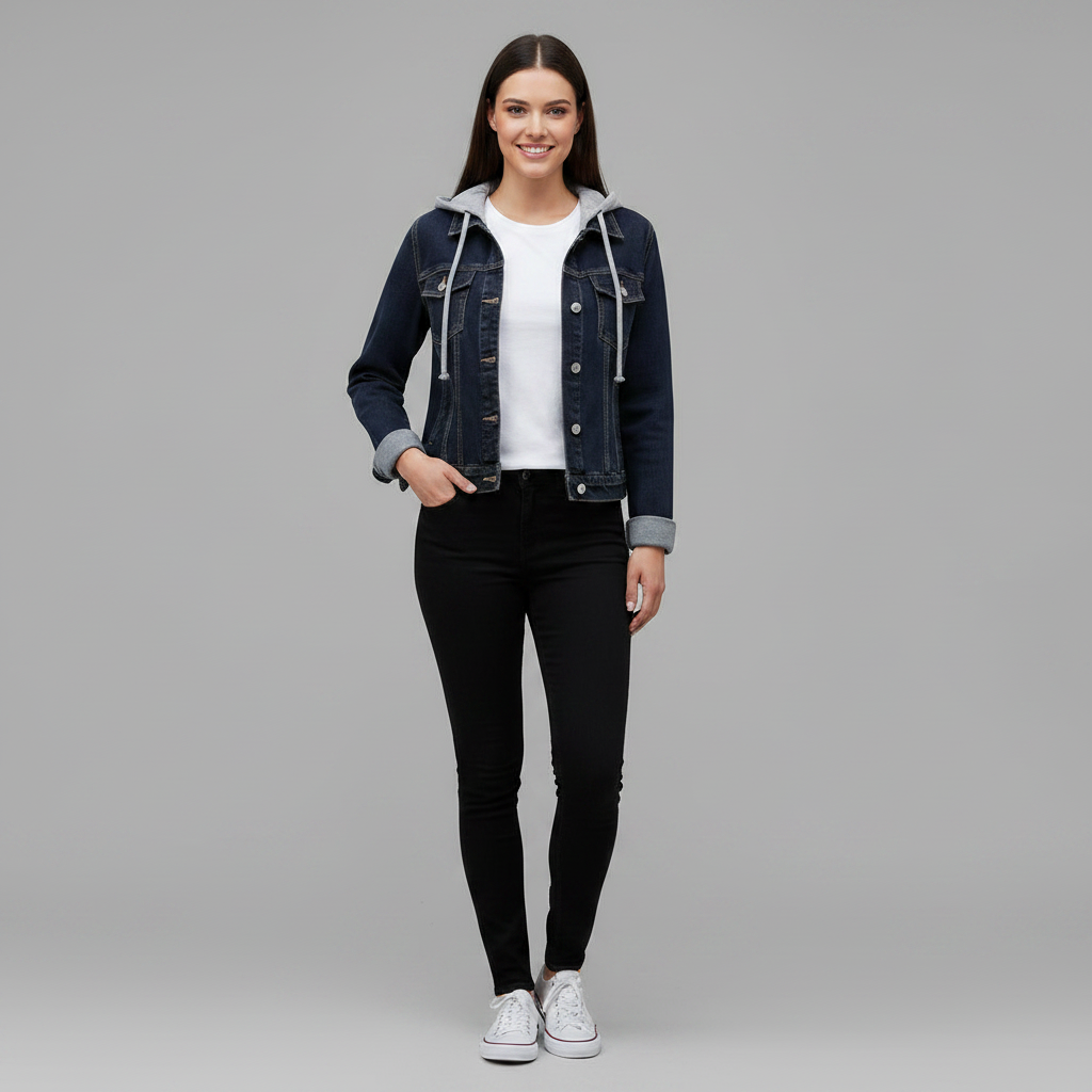 Denim Jacket with Removable Hood | Women's Jacket