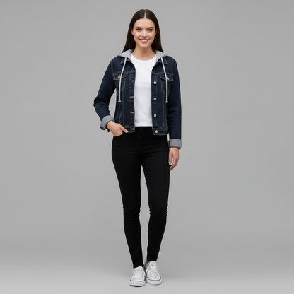 Denim Jacket with Removable Hood | Women's Jacket