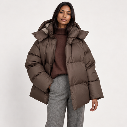 Poppy Women's Black Puffer Jacket | Quilted, Hooded, Warm