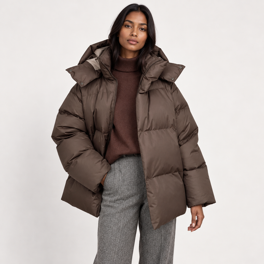 Poppy Women's Black Puffer Jacket | Quilted, Hooded, Warm