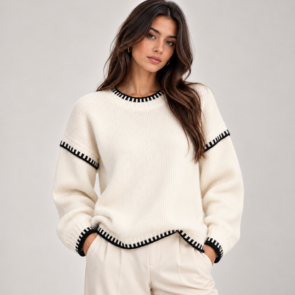 Willa Women's Oversized Sweater | Chunky Knit, Boat Neck