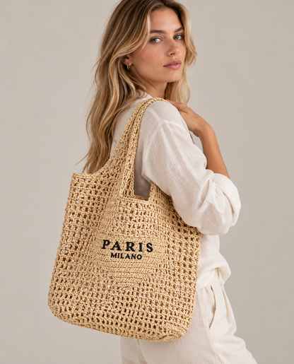 Bea Women's Crochet Tote Bag | Straw Handwoven Lightweight