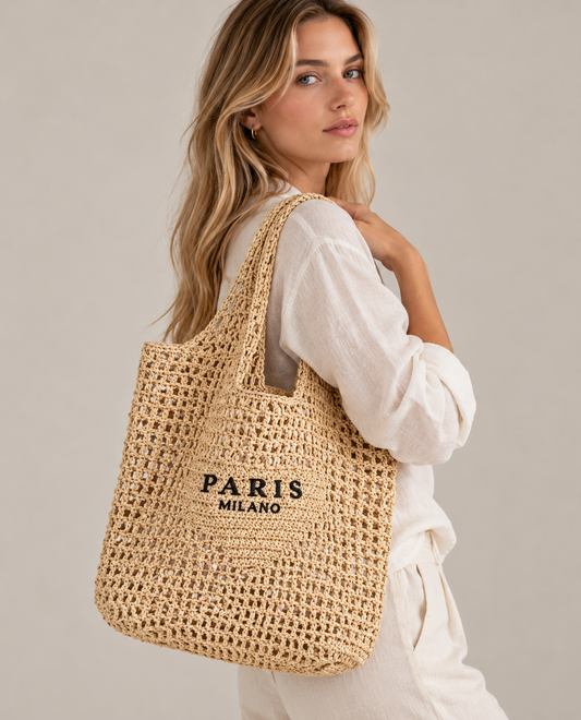 Bea Women's Crochet Tote Bag | Straw Handwoven Lightweight