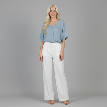 Elegant V-Neck Blouse | Women's Long Sleeve Top