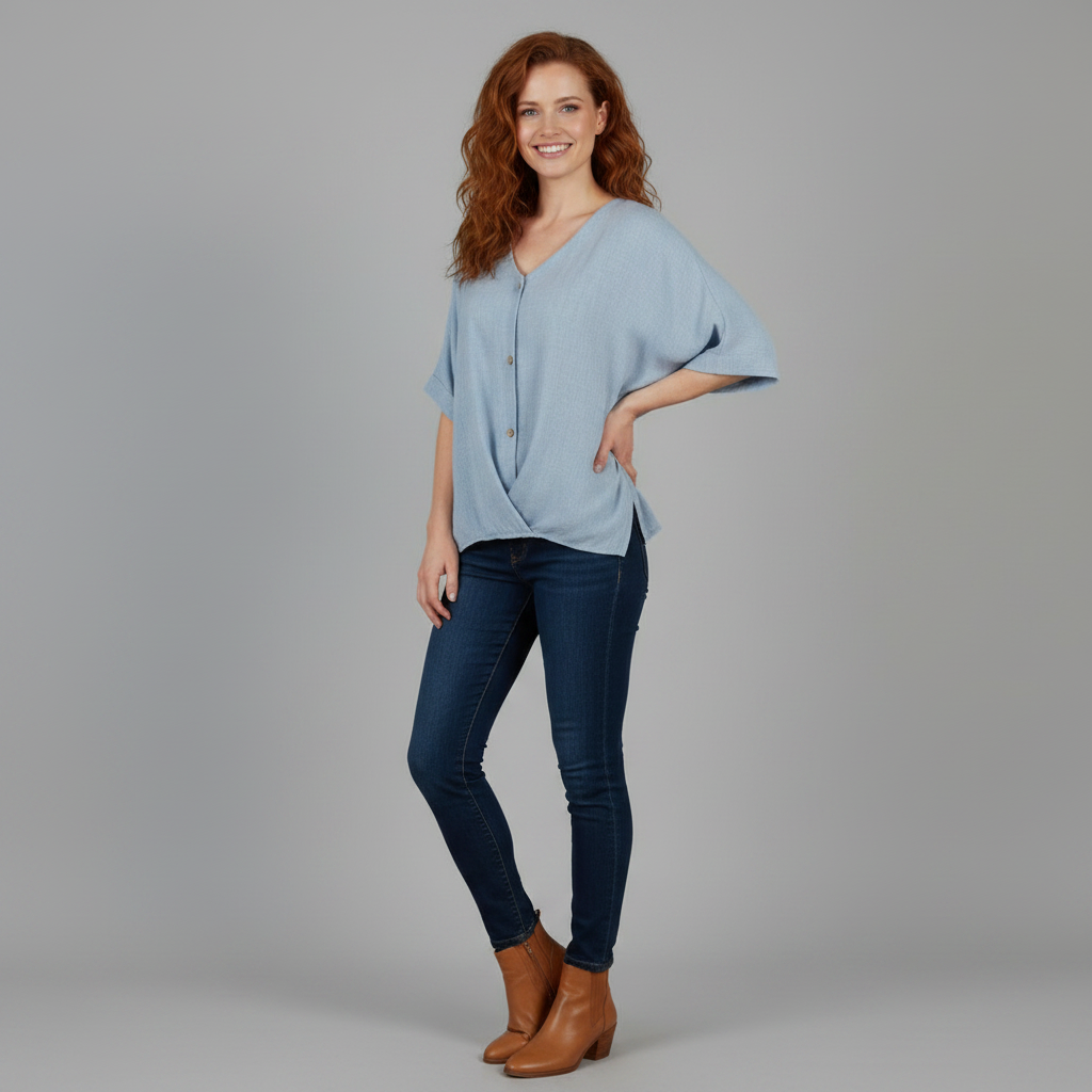 Elegant V-Neck Blouse | Women's Long Sleeve Top