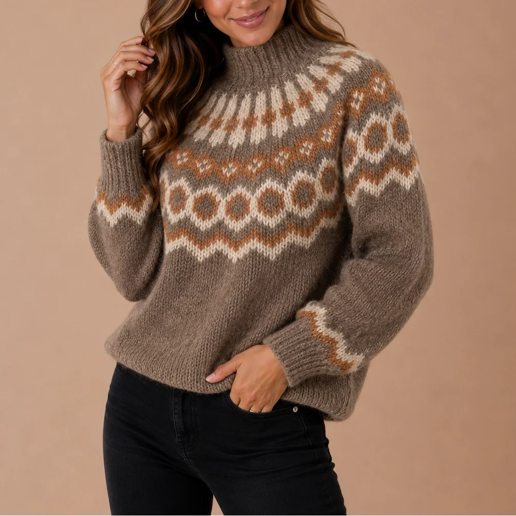 Fiona Women's Turtleneck Sweater | Fair Isle Knit, Cozy Fit 2