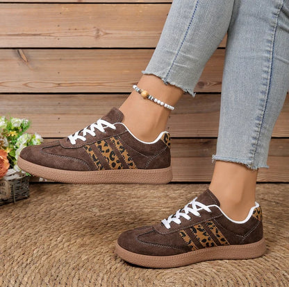 Harriet Women's Trainers | Leopard Stripe Suede-Look, Retro Style 2