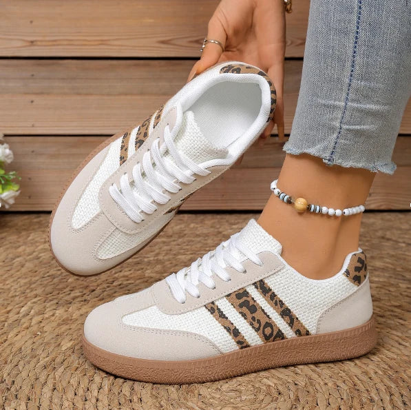 Harriet Women's Trainers | Leopard Stripe Suede-Look, Retro Style 4