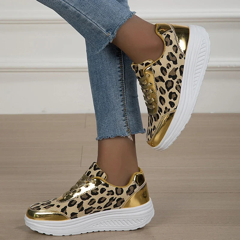 Isadora Women's Platform Wedge Sneakers | Leopard Print, Anti-Slip Sole 2