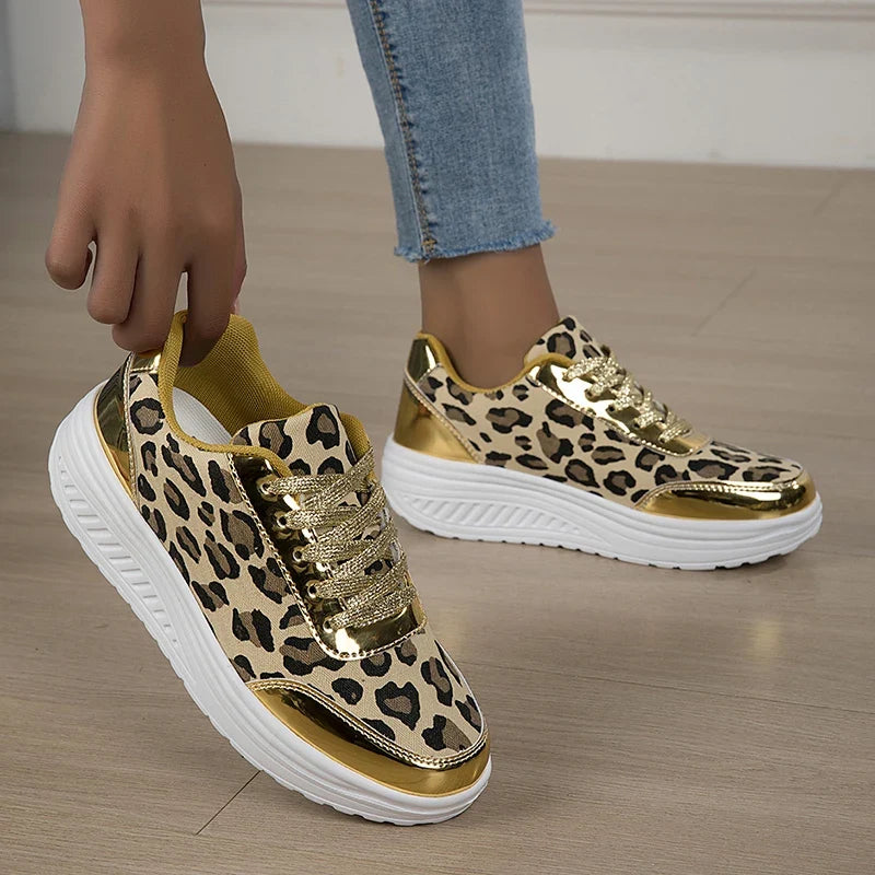 Isadora Women's Platform Wedge Sneakers | Leopard Print, Anti-Slip Sole 4