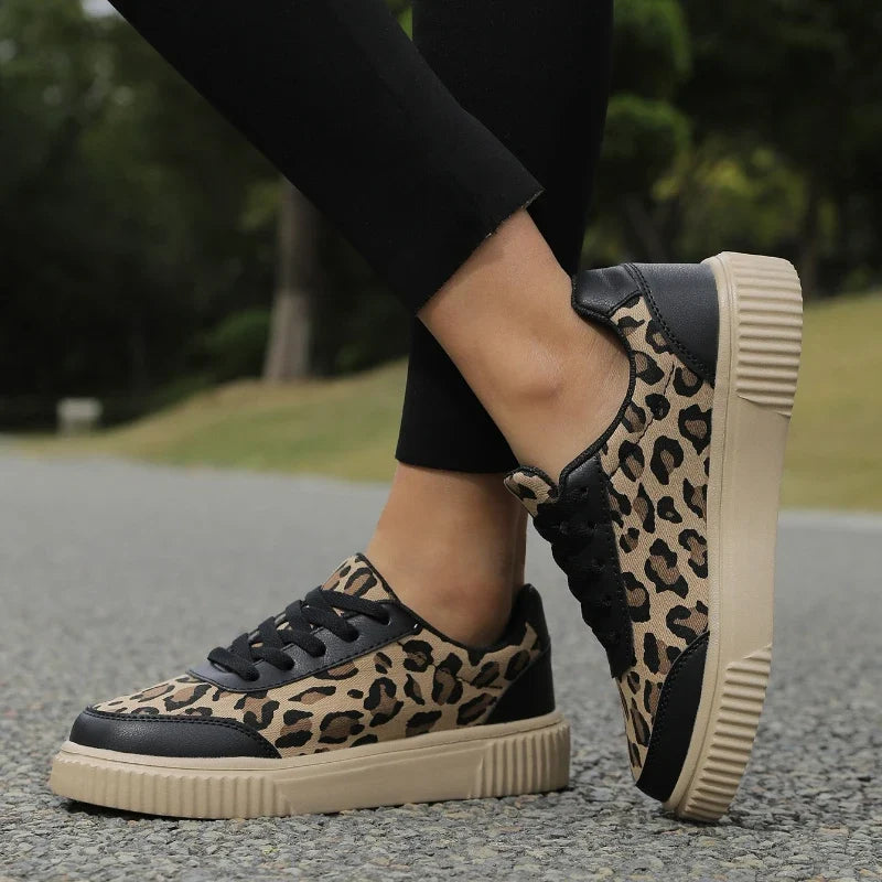 Jara Women's Platform Sneakers | Leopard Print Canvas Casual 4