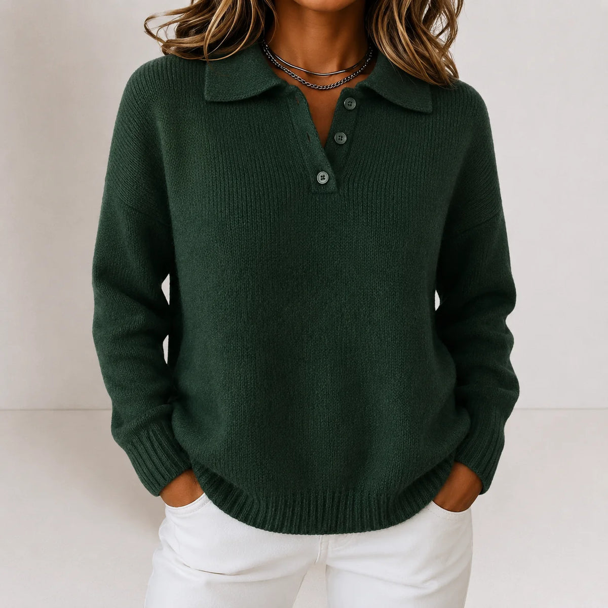 Kara Women's Sweater | Polo Collar, Relaxed Fit, Soft Knit 6