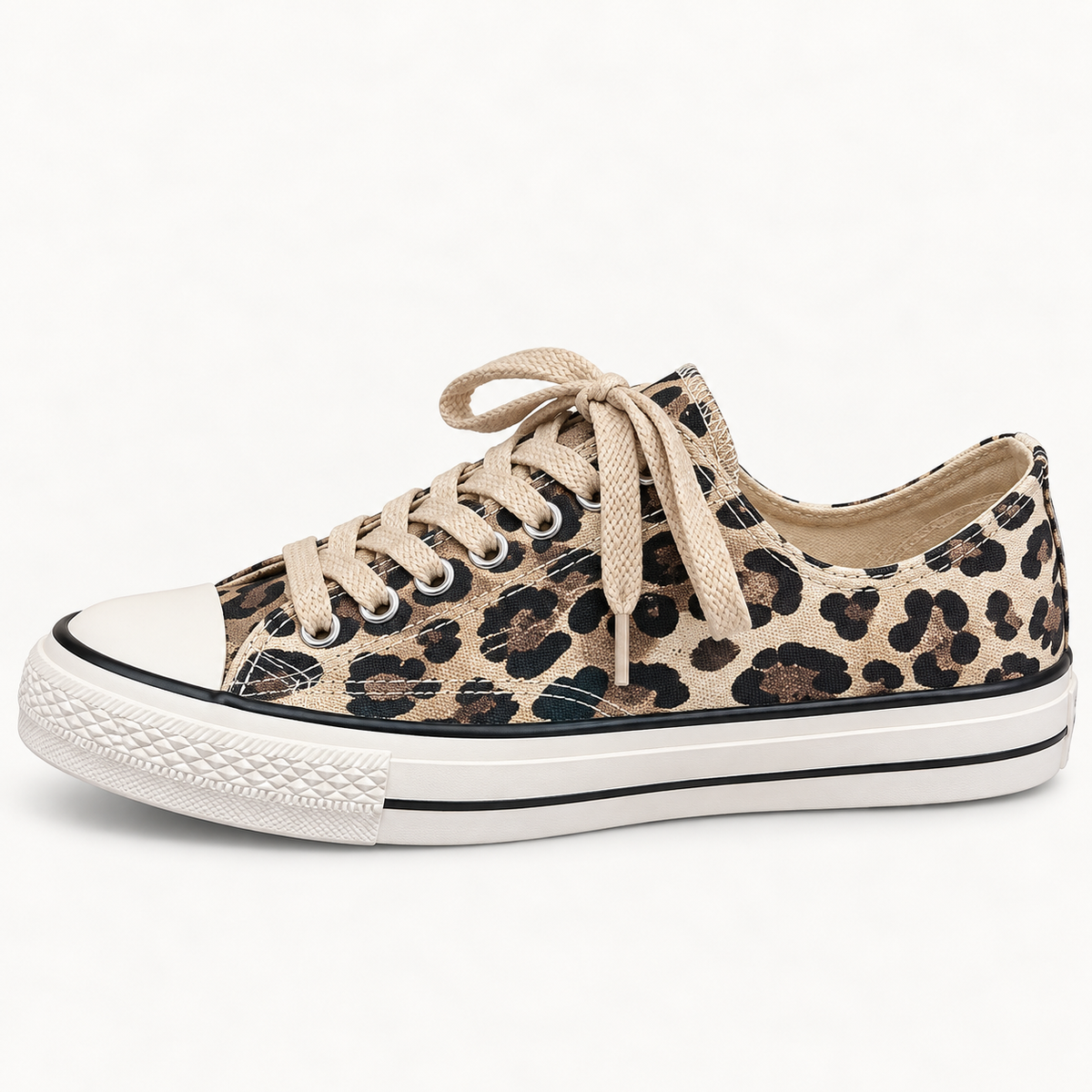 Ophelia Women's High-Top Canvas Trainers | Leopard Print Breathable Design