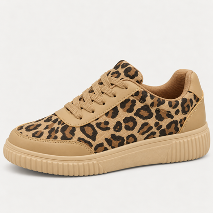 Jara Women's Platform Trainers | Leopard Print Canvas Casual