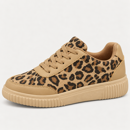 Jara Women's Platform Trainers | Leopard Print Canvas Casual