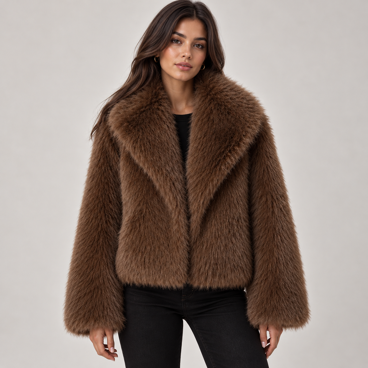 Wynn Cropped Jacket | Faux Fur, Oversized Collar