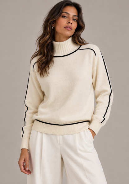 Talia Women's Sweater | Contrast Trim Knit, Relaxed Fit