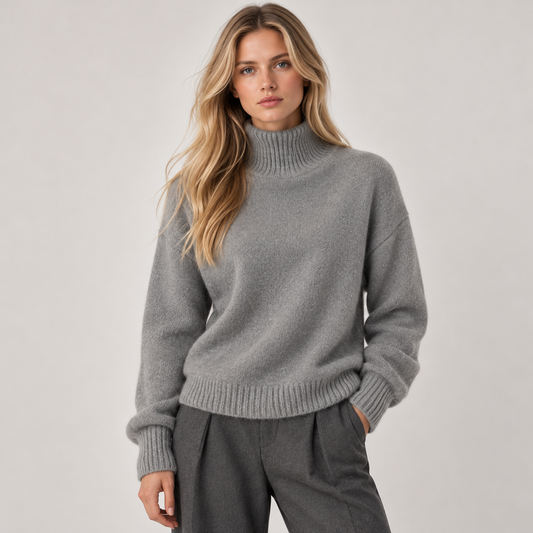 Willa Women's Oversized Turtleneck Sweater | Soft Knit Relaxed Fit