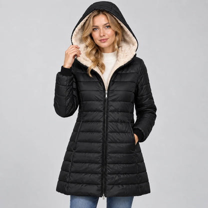 Mira Mid-Length Coat | Hooded, Padded, Fleece Lined Winter Coat for Women 3