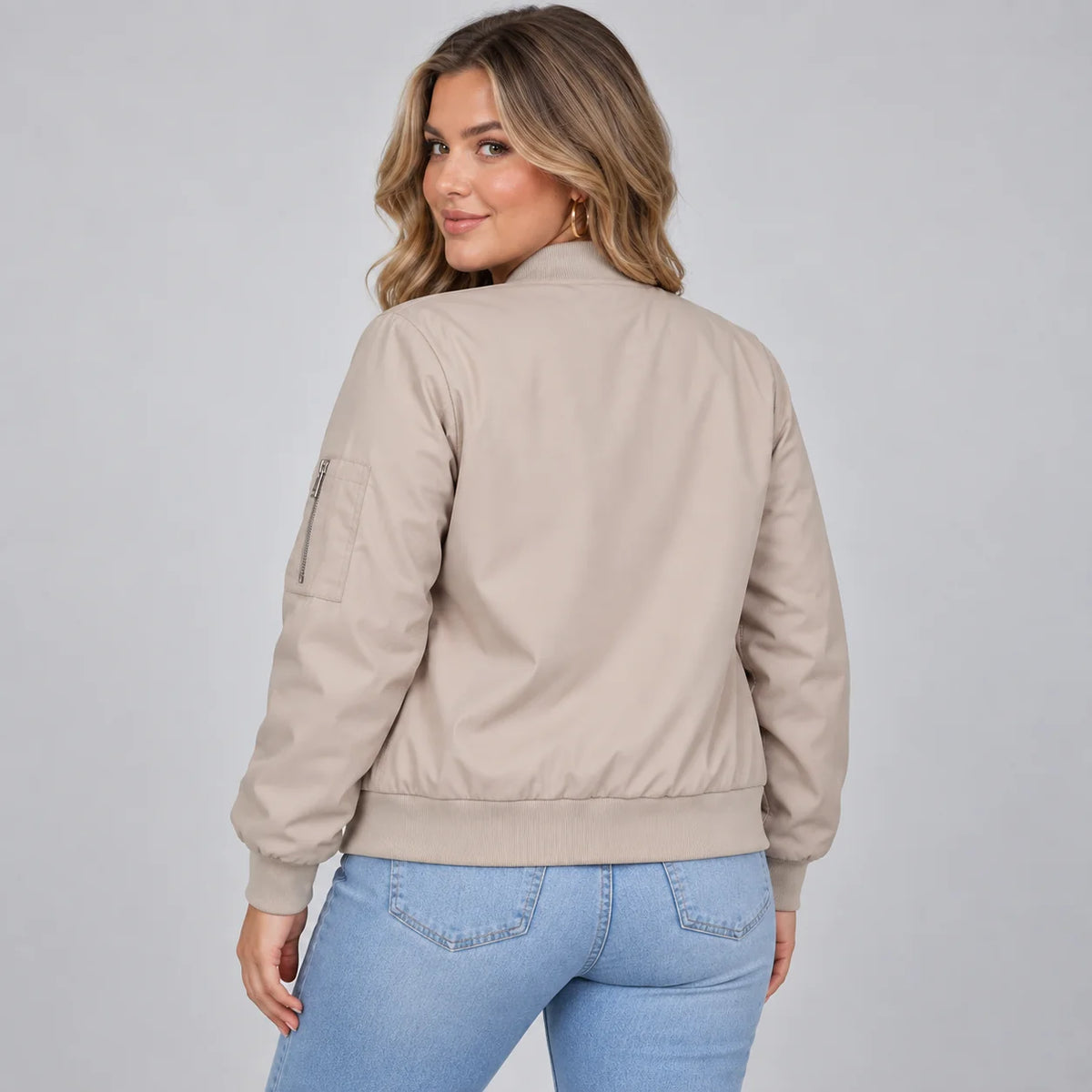 Mira Women's Bomber Jacket | Ribbed Baseball Collar, Relaxed Fit 1
